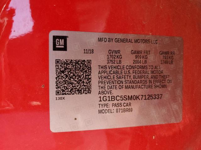 2019 CHEVROLET CRUZE LS - 1G1BC5SM0K7125337