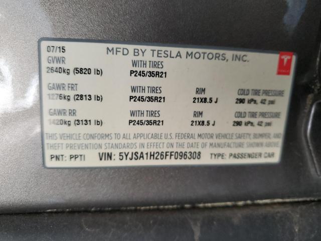 2015 TESLA MODEL S 85 5YJSA1H26FF096308