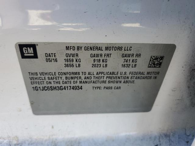 2016 CHEVROLET SONIC LT - 1G1JC6SH3G4174934