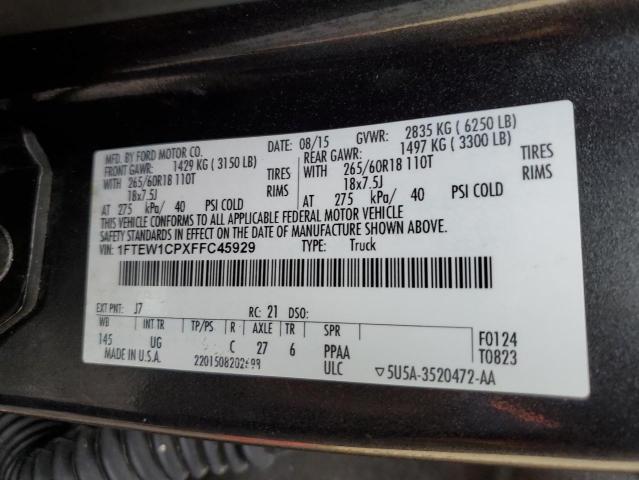 2015 FORD F150 SUPER - 1FTEW1CPXFFC45929