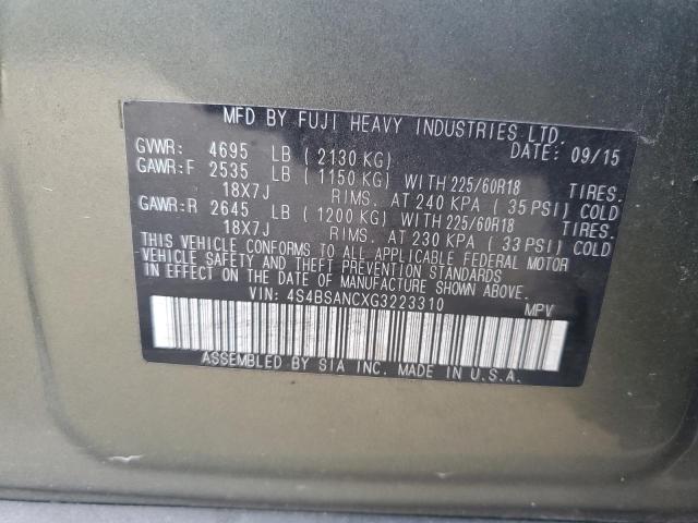 2016 SUBARU OUTBACK 2. - 4S4BSANCXG3223310