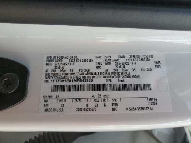 2021 FORD F150 SUPER - 1FTFW1E81MFB43930
