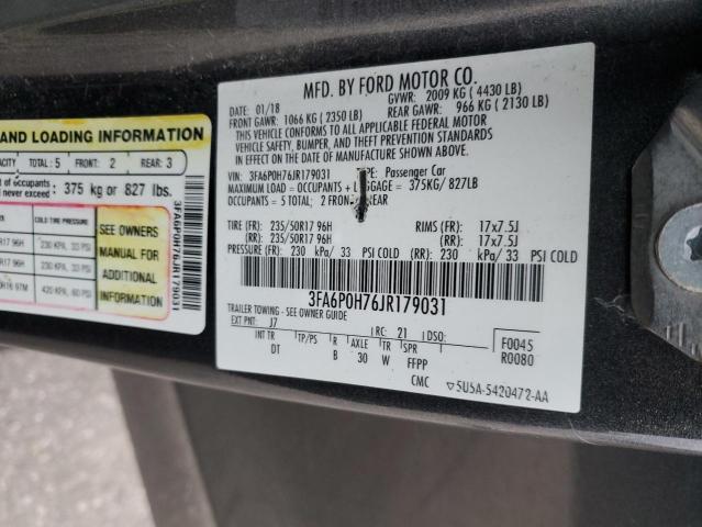 2018 FORD FUSION SE - 3FA6P0H76JR179031