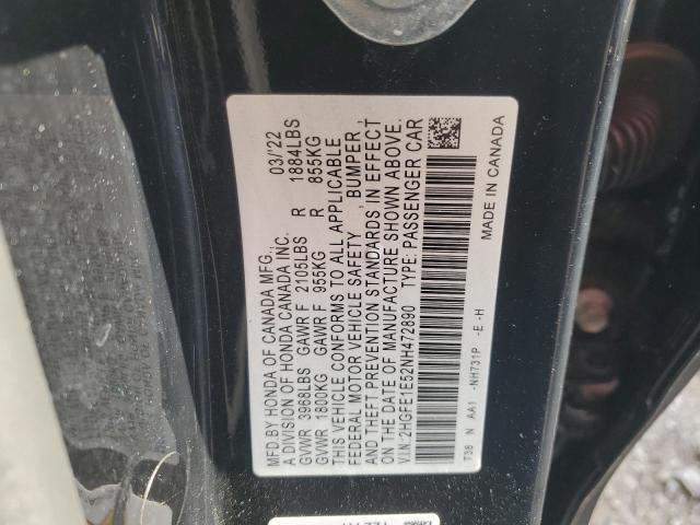 2022 HONDA CIVIC SI 2HGFE1E52NH472890