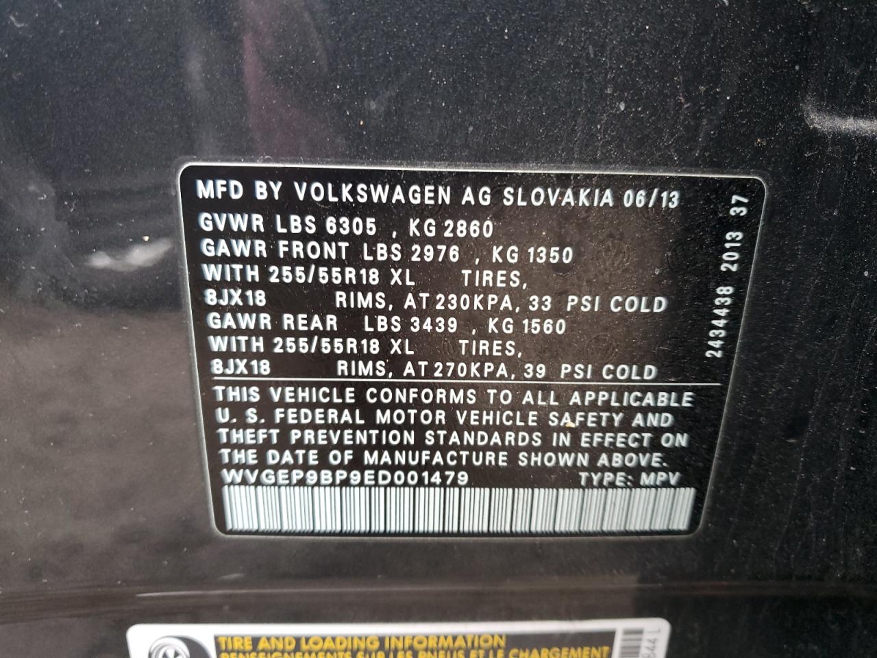 Lot #3037083395 2014 VOLKSWAGEN TOUAREG V6