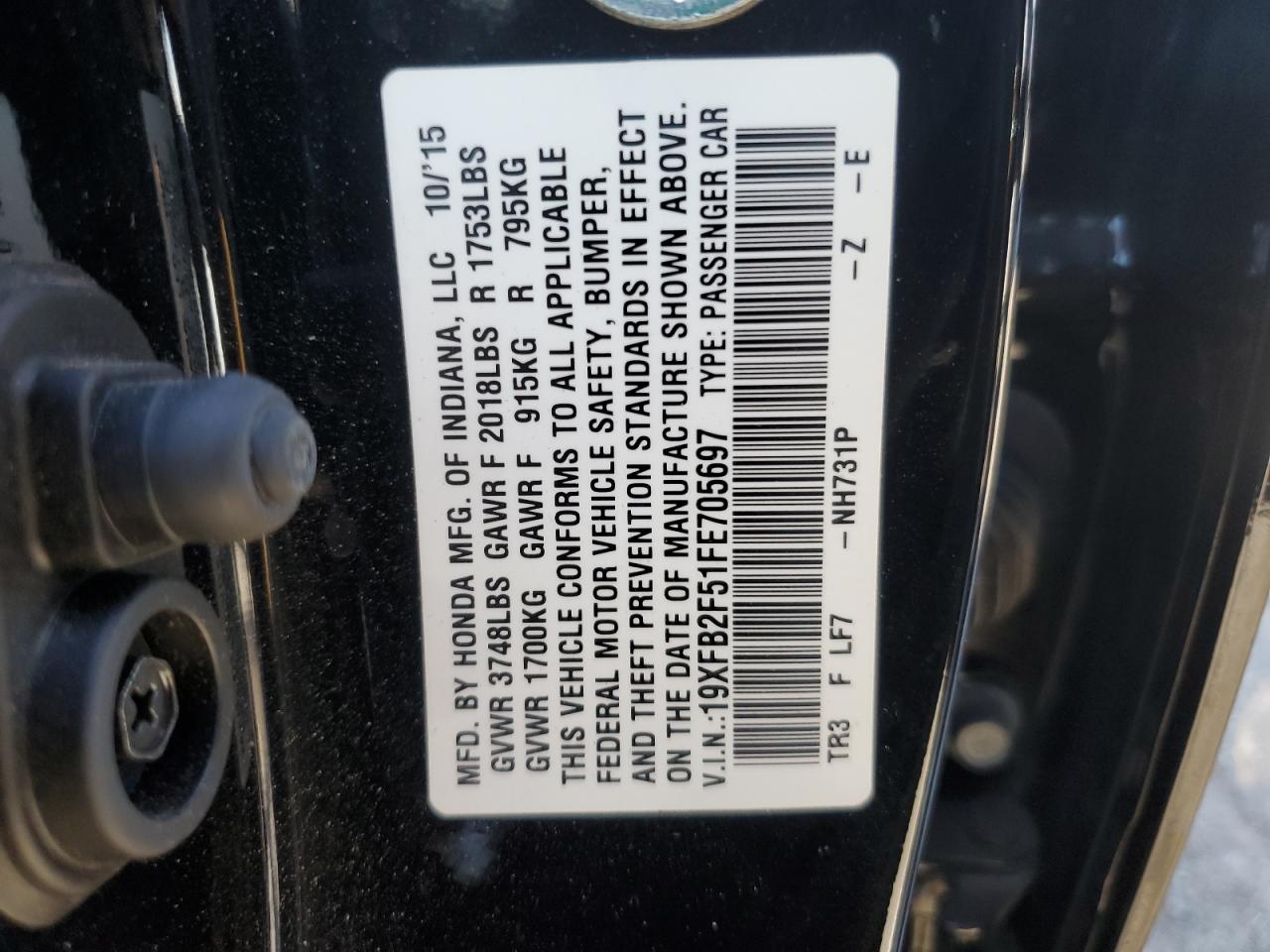 Lot #3029367733 2015 HONDA CIVIC LX