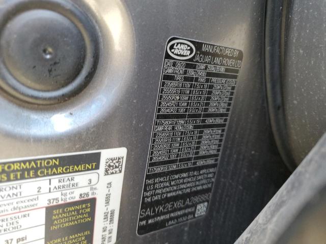 2020 LAND ROVER RANGE ROVE - SALYK2EX6LA286880