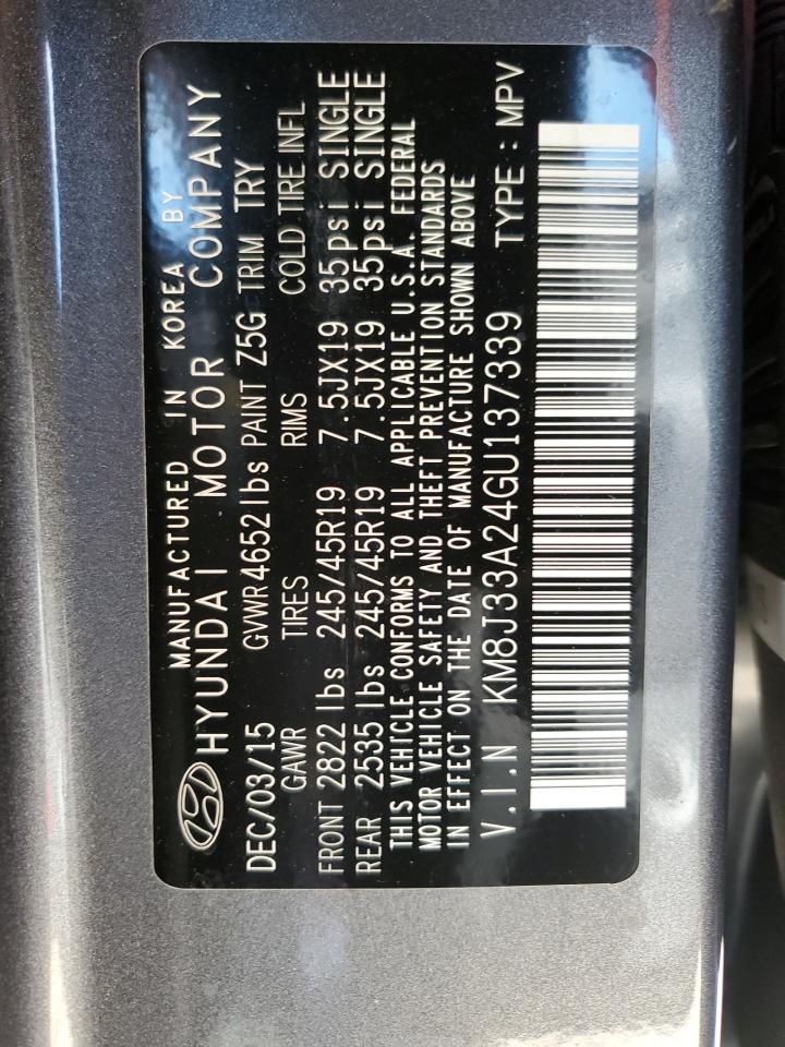 Lot #3037223488 2016 HYUNDAI TUCSON LIM