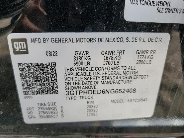 2022 GMC SIERRA C15 - 3GTPHDED6NG652408
