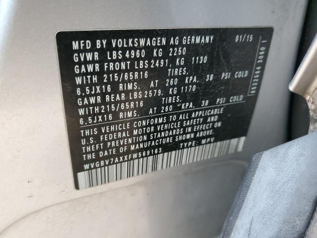 2015 VOLKSWAGEN TIGUAN S - WVGBV7AXXFW569163