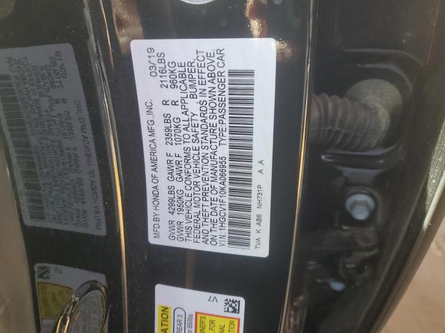 VIN 1HGCV1F10KA066955 2019 HONDA ACCORD no.12