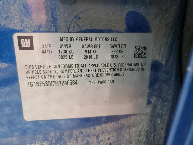 2017 CHEVROLET CRUZE LT - 1G1BE5SM7H7240584