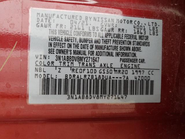 2021 NISSAN SENTRA SR - 3N1AB8DV8MY271647