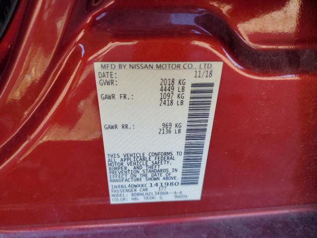 2019 NISSAN ALTIMA SV - 1N4BL4DWXKC141980