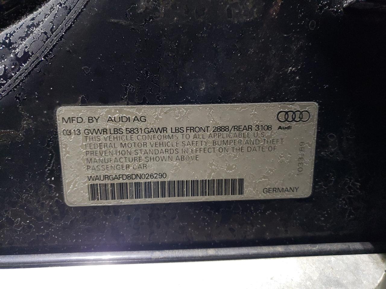 Lot #3055325346 2013 AUDI A8 L QUATT