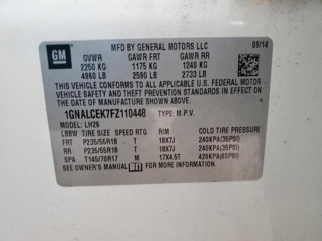 2015 CHEVROLET EQUINOX LT - 1GNALCEK7FZ110448