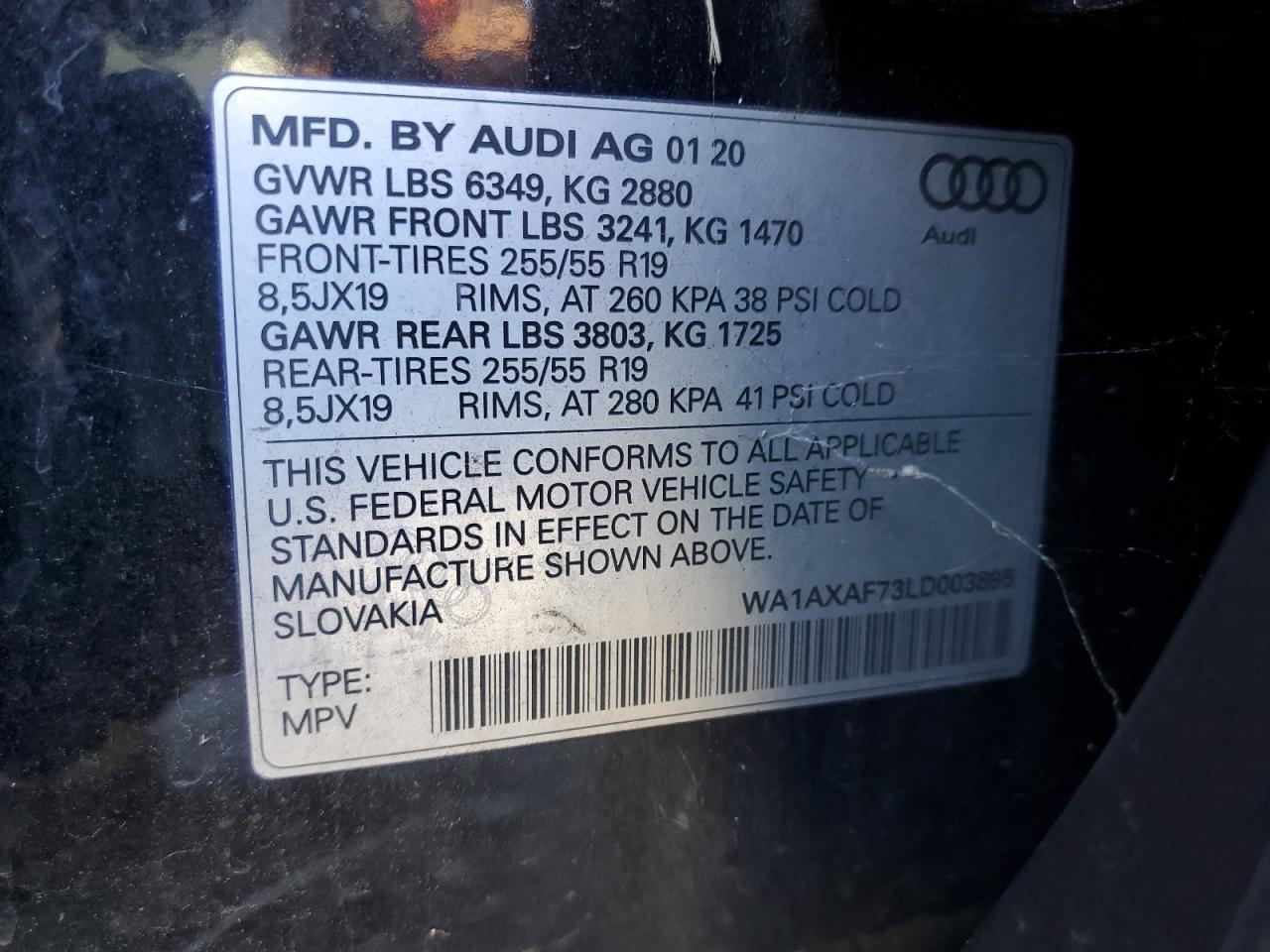 Lot #3023649058 2020 AUDI Q7 PREMIUM