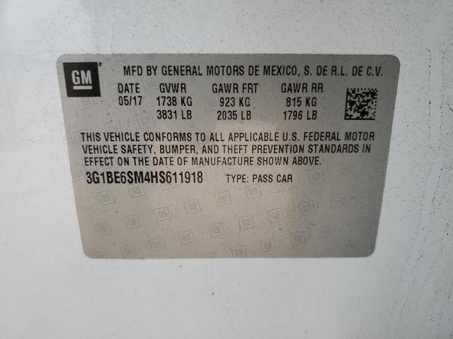 2017 CHEVROLET CRUZE LT - 3G1BE6SM4HS611918