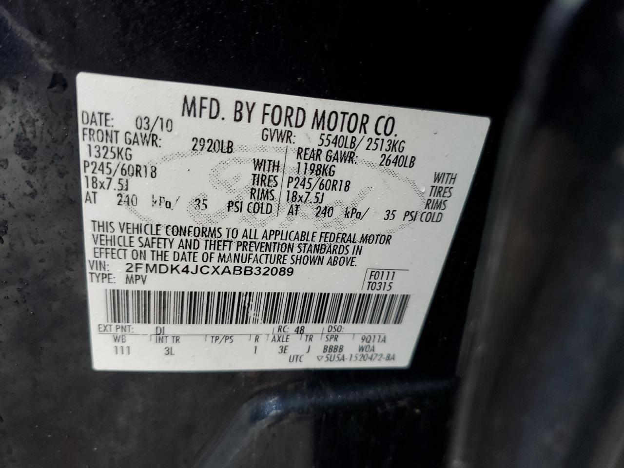 Lot #3045683656 2010 FORD EDGE SEL