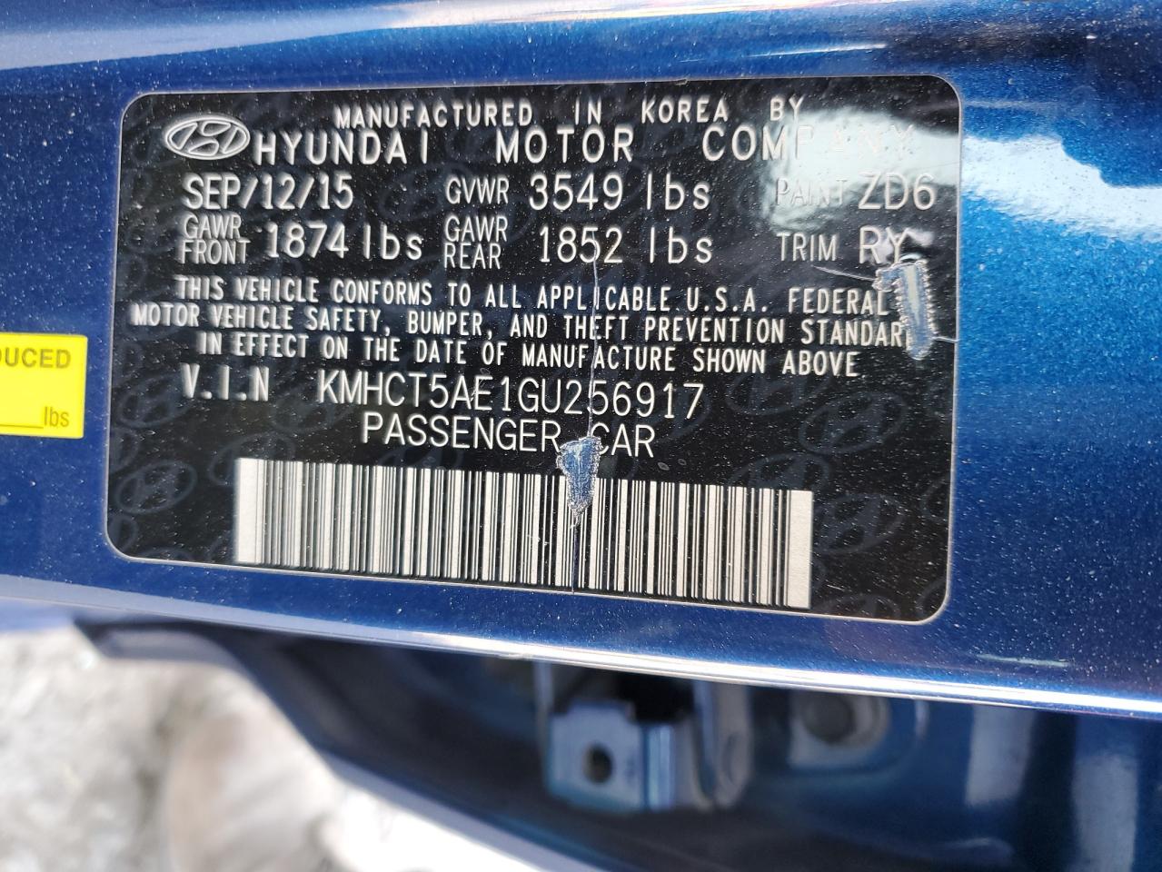 Lot #3026181283 2016 HYUNDAI ACCENT SE