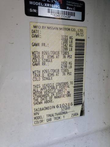 2015 NISSAN ARMADA SV - 5N1BA0ND1FN610286