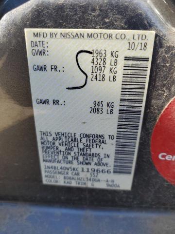 2019 NISSAN ALTIMA SV - 1N4BL4DV5KC119666
