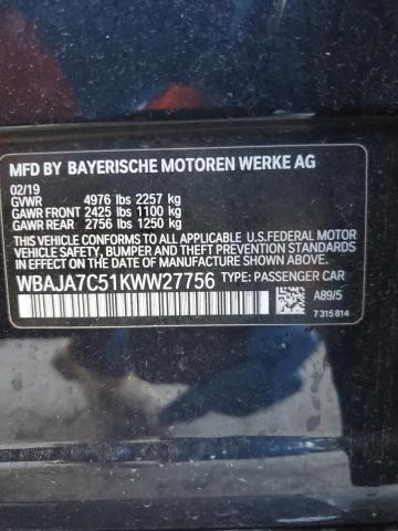 2019 BMW 530 XI WBAJA7C51KWW27756