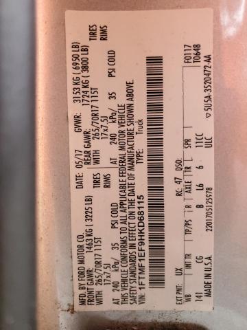 2017 FORD F150 - 1FTMF1EF9HKD68115
