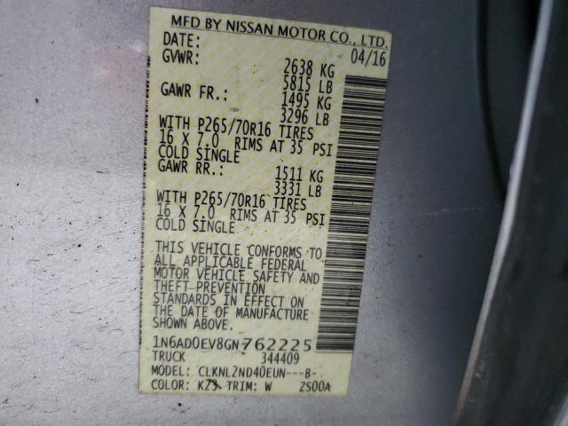2016 NISSAN FRONTIER S 1N6AD0EV8GN762225