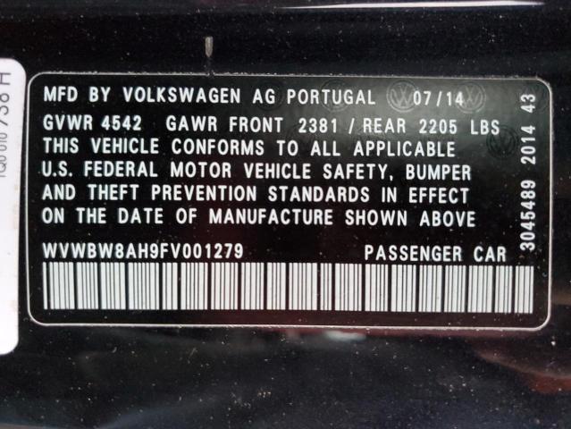 2015 VOLKSWAGEN EOS KOMFOR WVWBW8AH9FV001279