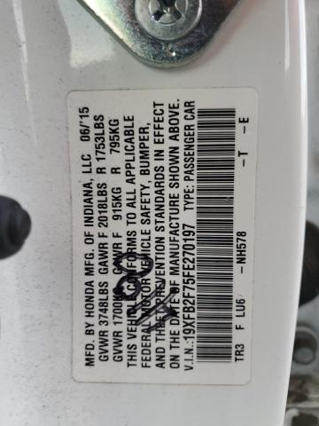 2015 HONDA CIVIC SE 19XFB2F75FE270197