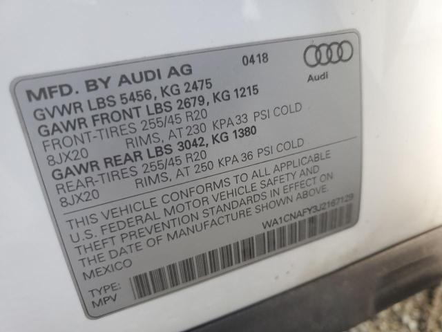 2018 AUDI Q5 PRESTIG WA1CNAFY3J2167129