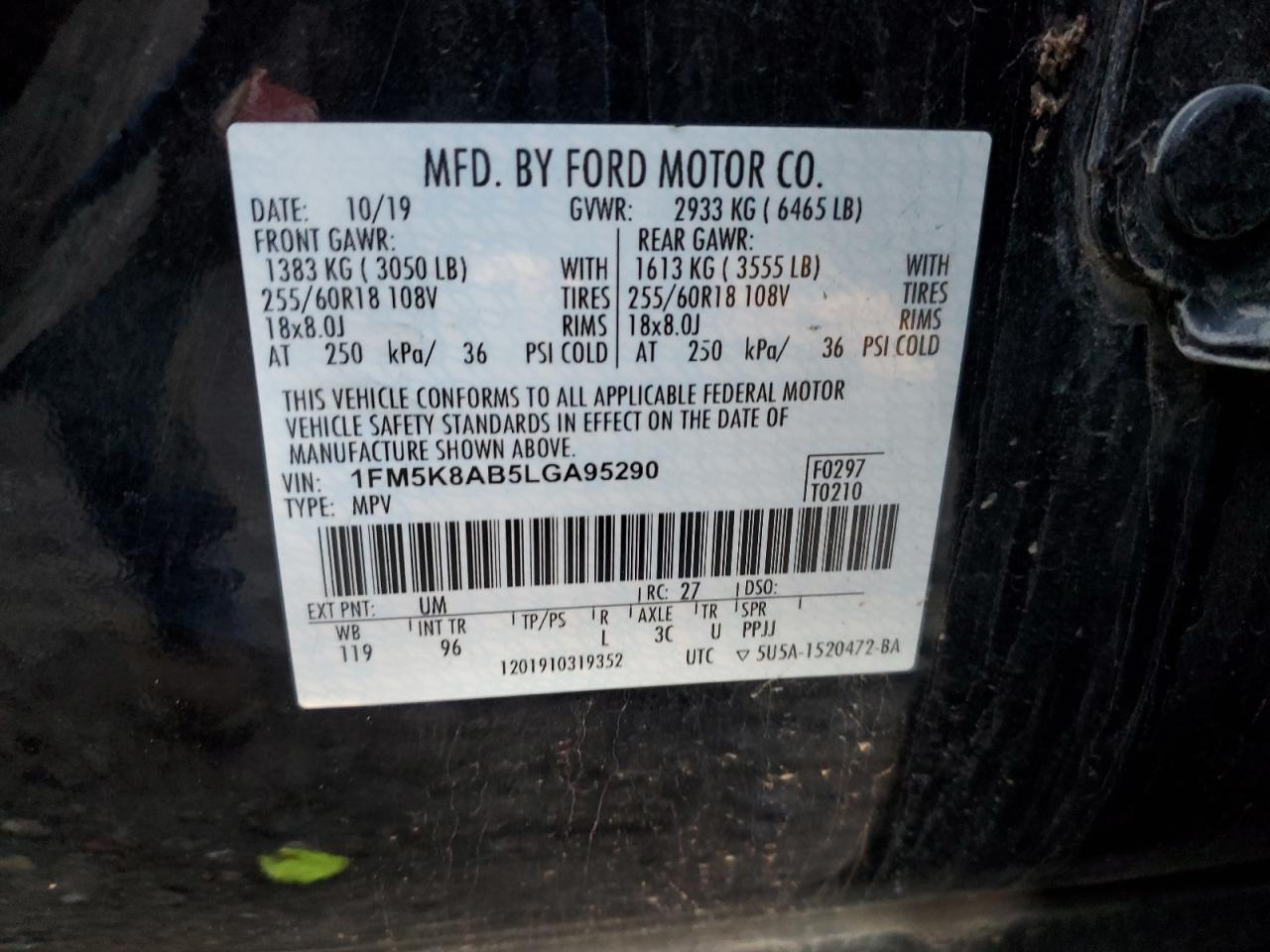 Lot #3028559963 2020 FORD EXPLORER P