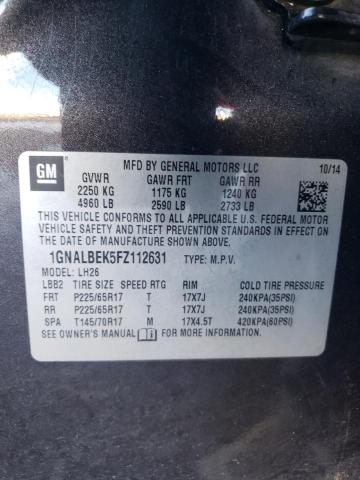 2015 CHEVROLET EQUINOX LT - 1GNALBEK5FZ112631