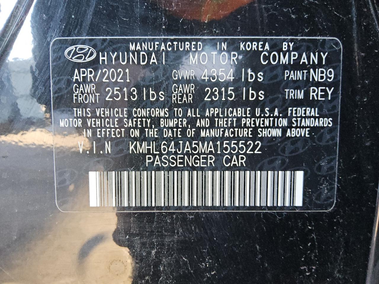 Lot #3030566880 2021 HYUNDAI SONATA SEL