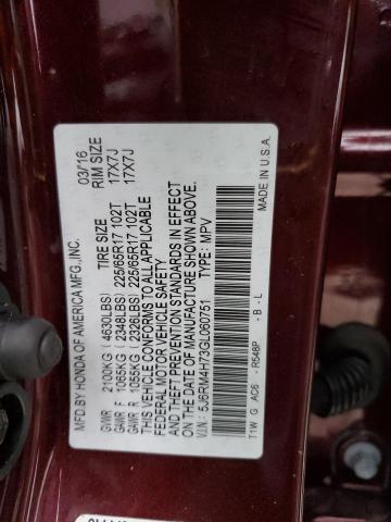 2016 HONDA CR-V EXL - 5J6RM4H73GL060751