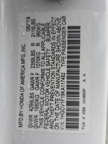 2019 HONDA ACCORD LX - 1HGCV1F19KA117482