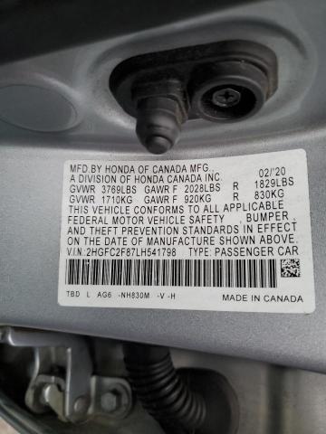 2020 HONDA CIVIC SPOR - 2HGFC2F87LH541798
