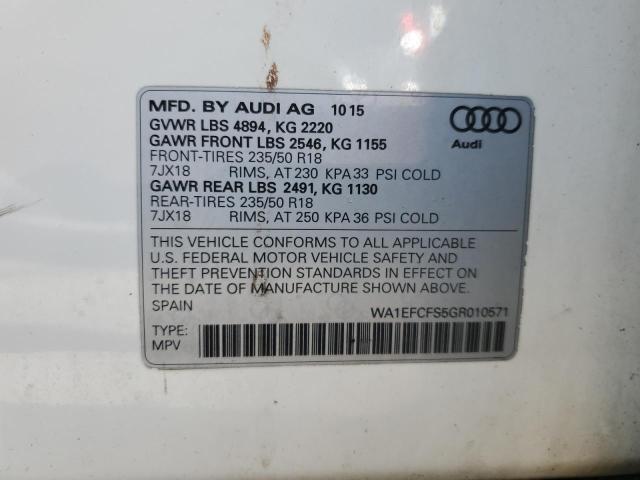 VIN WA1EFCFS5GR010571 2016 AUDI Q3 no.14