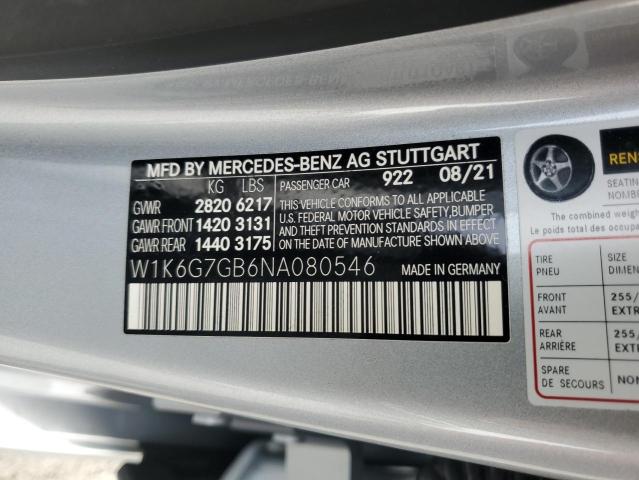 VIN W1K6G7GB6NA080546 2022 MERCEDES-BENZ S-CLASS no.12