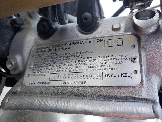 2021 APRILIA RSV4 FACTO ZD4KYUB02MS000120