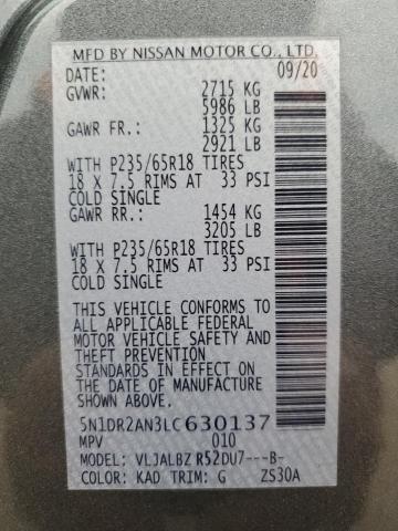2020 NISSAN PATHFINDER - 5N1DR2AN3LC630137