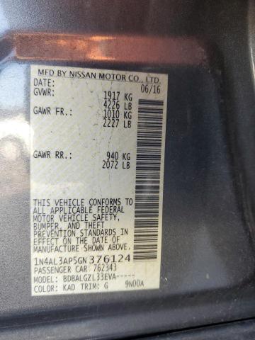 2016 NISSAN ALTIMA 2.5 - 1N4AL3AP5GN376124