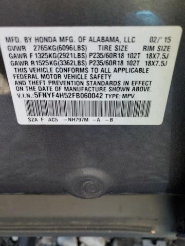 2015 HONDA PILOT EXL - 5FNYF4H52FB060042