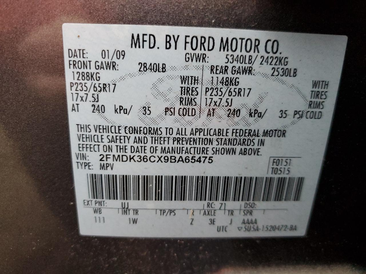 Lot #3029464679 2009 FORD EDGE SE