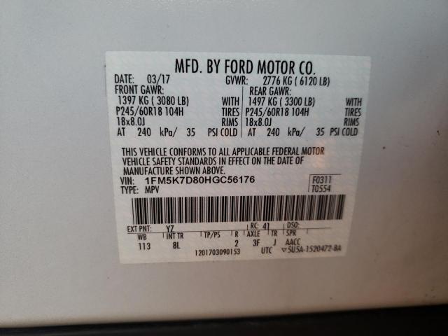 2017 FORD EXPLORER X - 1FM5K7D80HGC56176