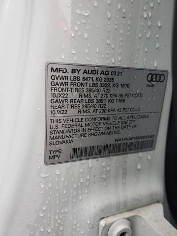 2021 AUDI Q8 PRESTIG WA1FVAF16MD032462