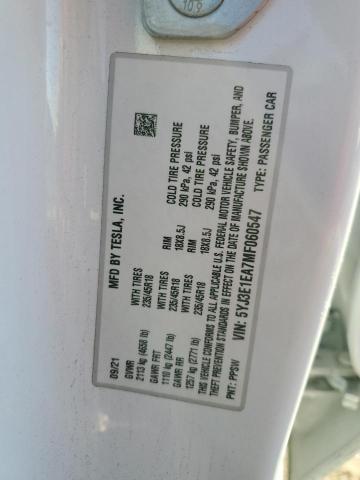 2021 TESLA MODEL 3 - 5YJ3E1EA7MF060547