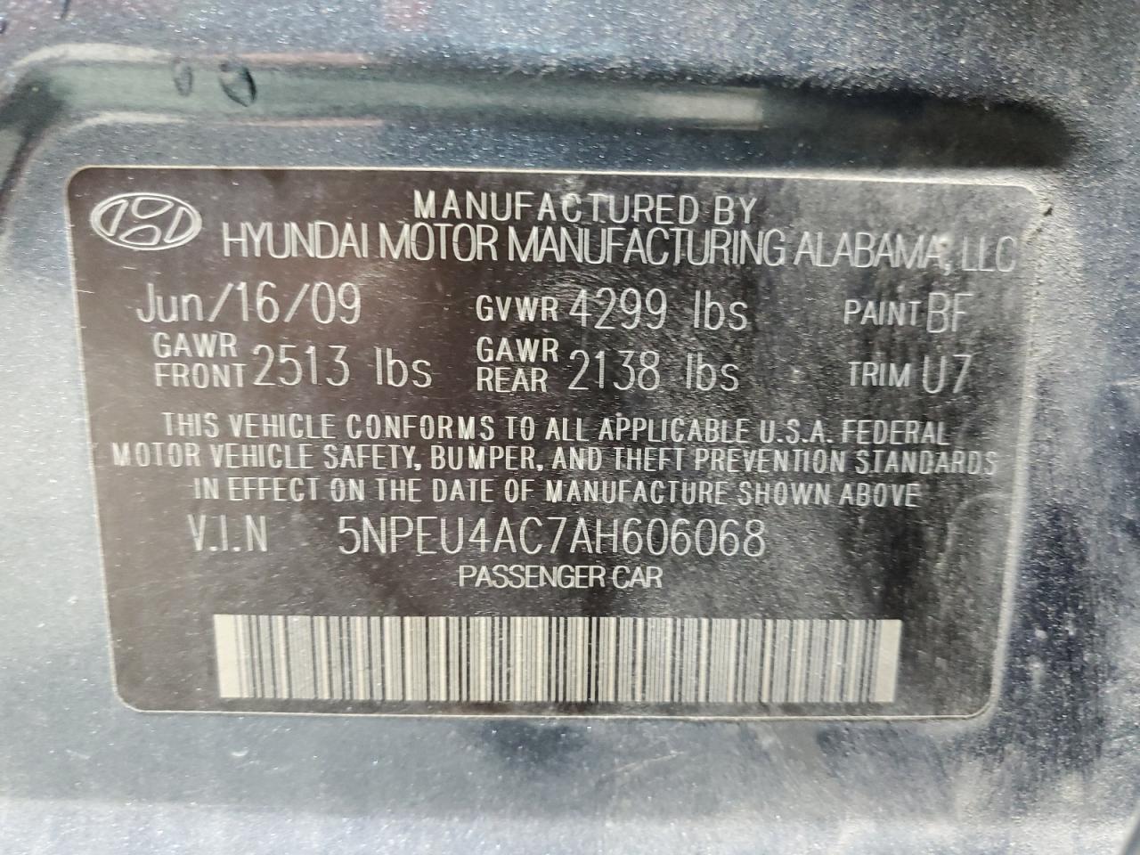 Lot #3030497480 2010 HYUNDAI SONATA SE