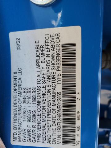 2022 HONDA CIVIC SPOR - 19XFL2H80NE012865